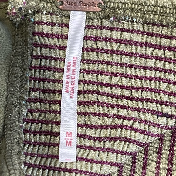 Free People Olive Green Easy To Love Mini Dress Velvet Short Sleeve Size… - Picture 8 of 13